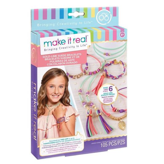Make It Real Gold Link Suede Bracelets - Cloud Nine Stores