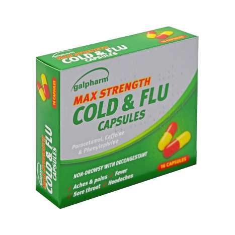 3 x GALPHARM MAX STRENGTH COLD & FLU CAPSULES 16'S