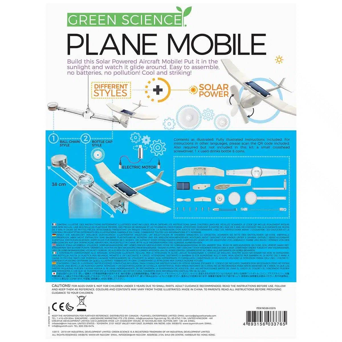 4M Green Science Solar Plane Mobile - Cloud Nine Stores