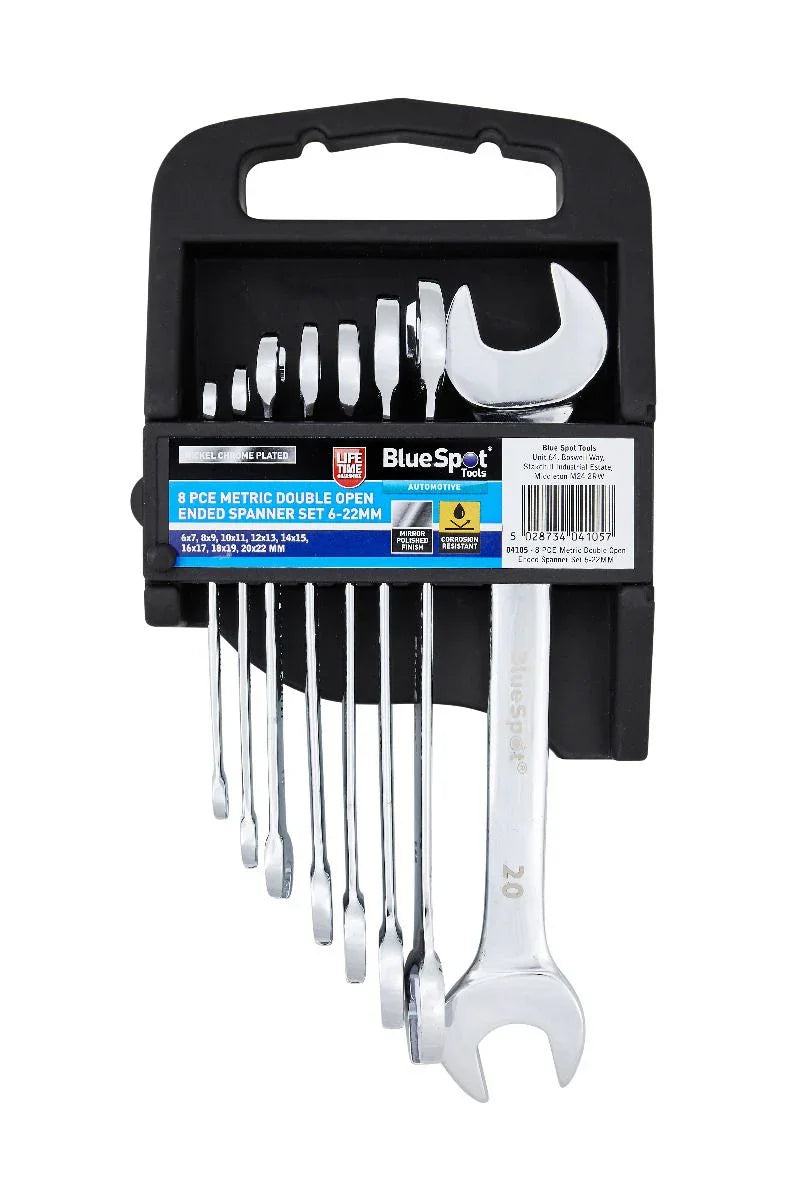 BLUE SPOT TOOLS 8 PCE METRIC DOUBLE OPEN ENDED SPANNER SET (6-22MM) - Cloud Nine Stores