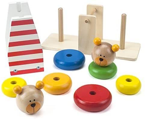 Wooden Wonders Balancing Bears Ring Stacker See-Saw - Cloud Nine Stores