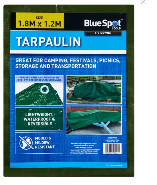 BLUE SPOT TOOLS GREEN 1.8M X 1.2M TARPAULIN