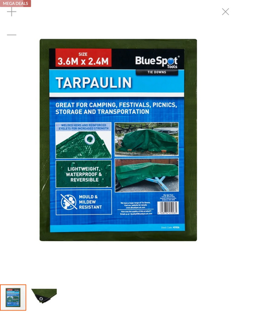 BLUE SPOT TOOLS GREEN 3.6M X 2.4M TARPAULIN