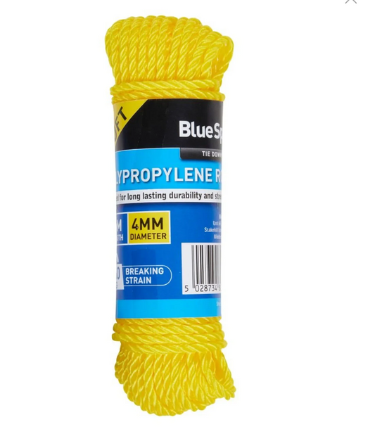 BLUE SPOT TOOLS 15M X 4MM (50FT) POLYPROPYLENE ROPE