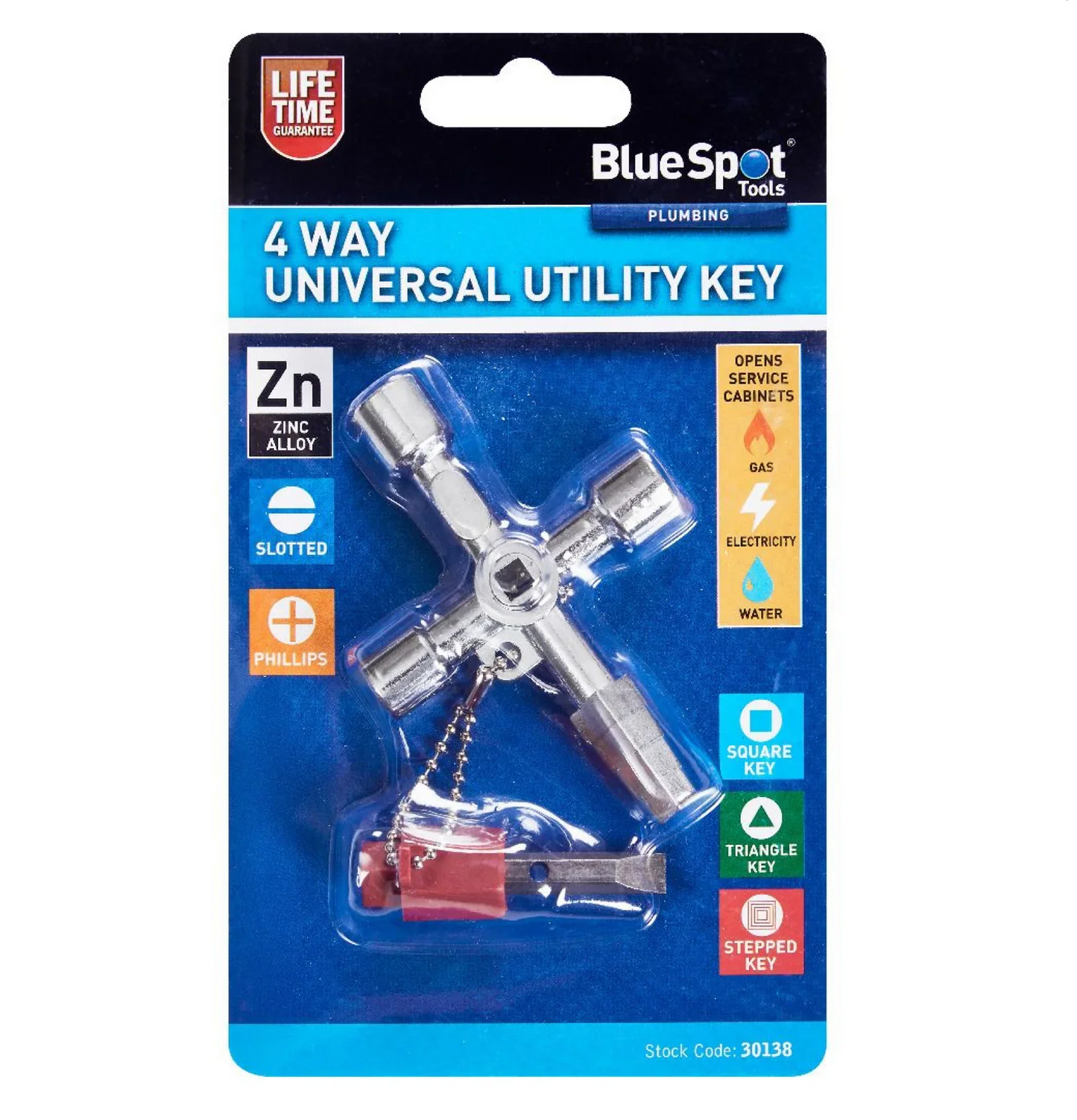 BLUE SPOT TOOLS 4 WAY UNIVERSAL UTILITY KEY