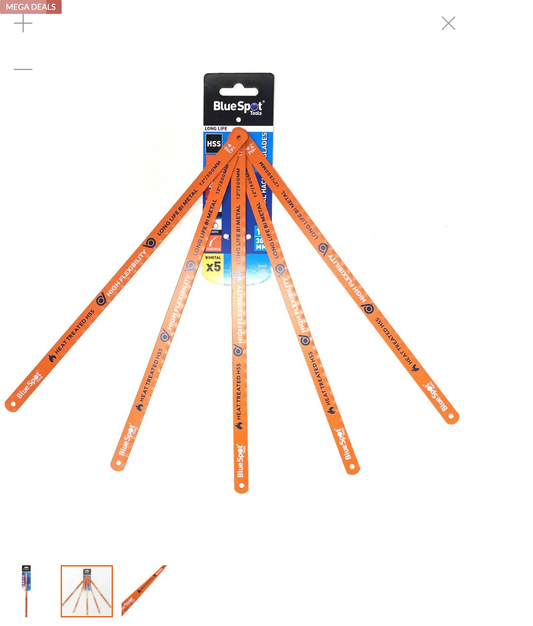 5 PCE 300MM (12") 24TPI HSS BI METAL HACKSAW BLADES