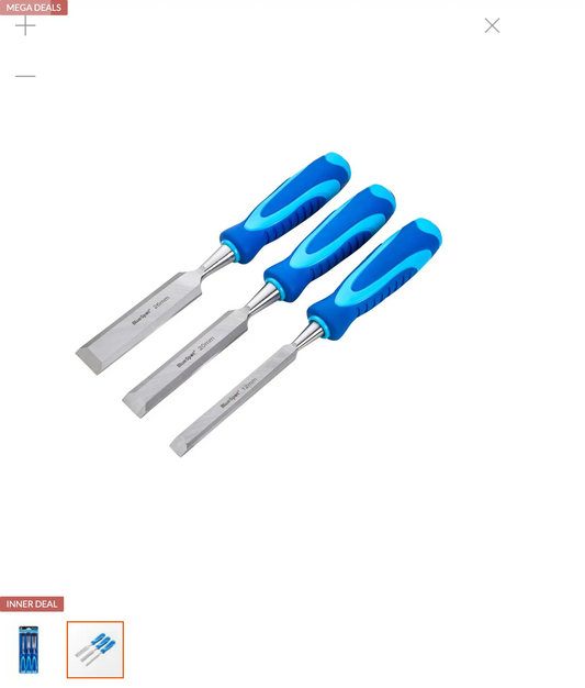 BLUE SPOT TOOLS 3PCE WOOD CHISEL SET WITH STRIKING CAPS