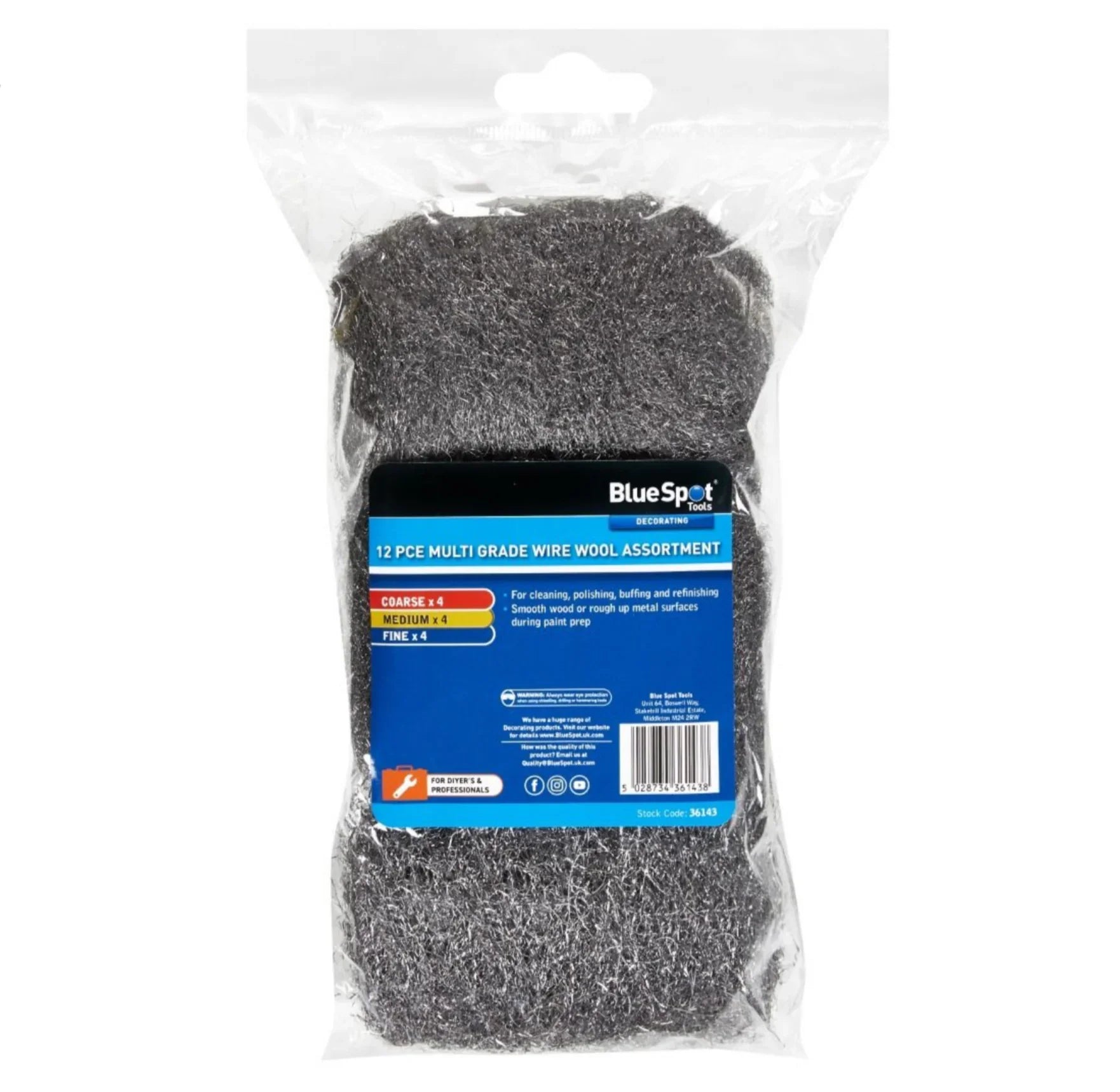 BLUE SPOT TOOLS 12PCE MULTI GRADE WIRE WOOL ASSORTMENT - Cloud Nine Stores