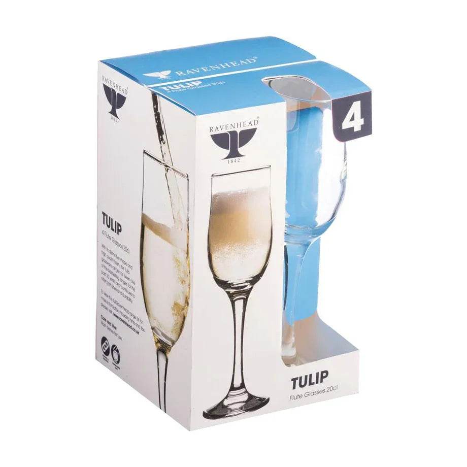 Ravenhead Tulip Flutes, 20cl, Set of 4 - Cloud Nine Stores