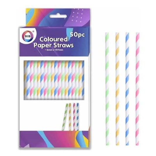 Coloured Paper Straw 50 Pack - Cloud Nine Stores