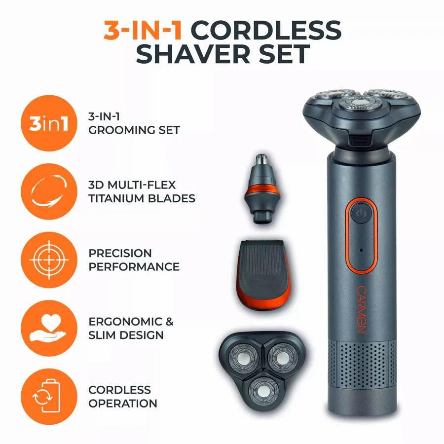 Carmen Titan 3in1 Titanium and Orange Shaver Set - Cloud Nine Stores