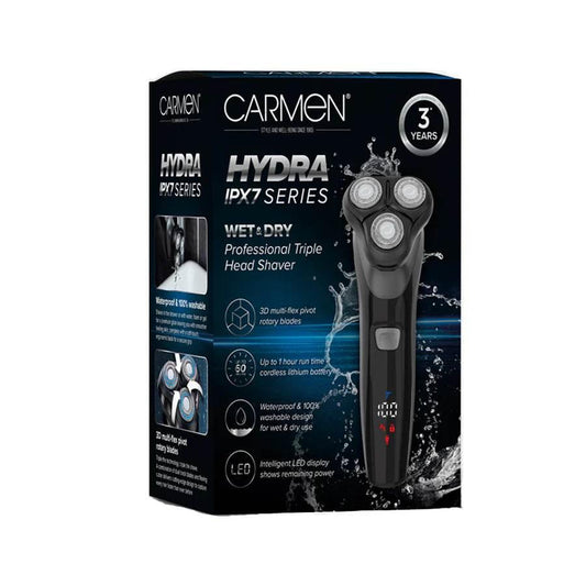 Carmen Hydra IPX7 Series Wet & Dry Professional Triple Head Shaver - Cloud Nine Stores