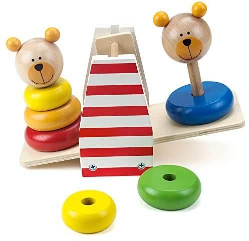 Wooden Wonders Balancing Bears Ring Stacker See-Saw - Cloud Nine Stores