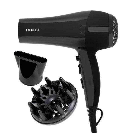 Red Hot 2200W Professional Hair Dryer with Diffuser & Concentrator Nozzles - Cloud Nine Stores