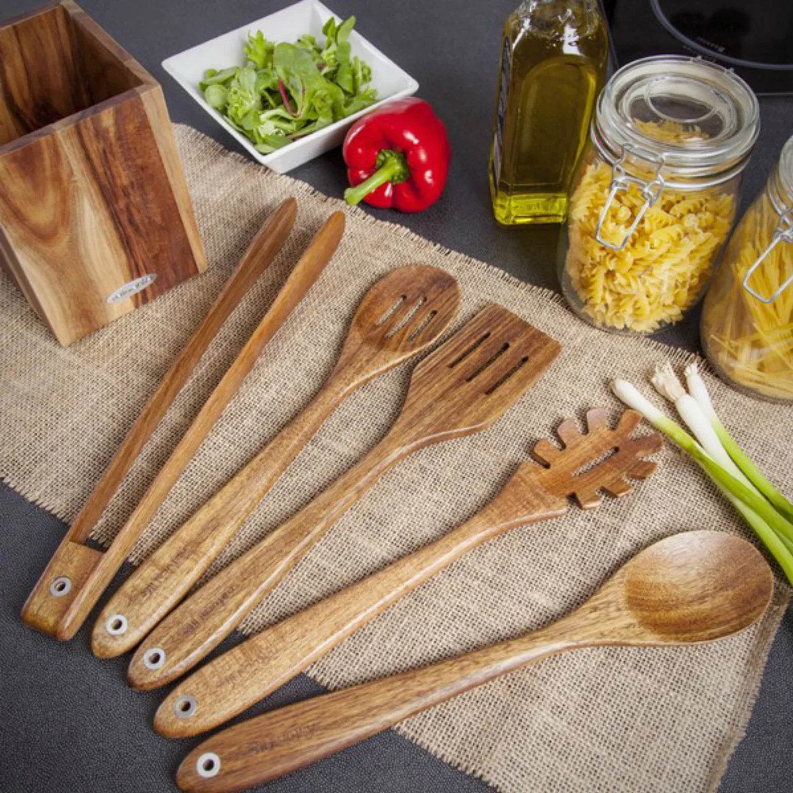 Natural Life 5 Piece Utensil Set – Acacia Wood - Cloud Nine Stores