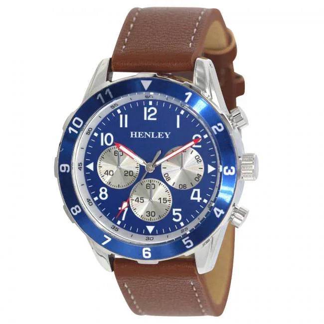 Henley Mens Fashion Multi Eye Classic Sports Leather Strap Watch H02213 - Cloud Nine Stores