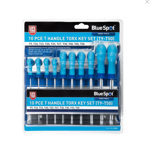 BLUE SPOT TOOLS 10 PCE T HANDLE TORX KEY SET (T9-T50) - Cloud Nine Stores