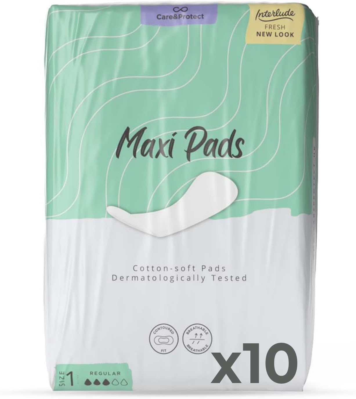 5 x INTERLUDE CARE & PROTECT MAXI DAY PADS SIZE 1 10 PACK