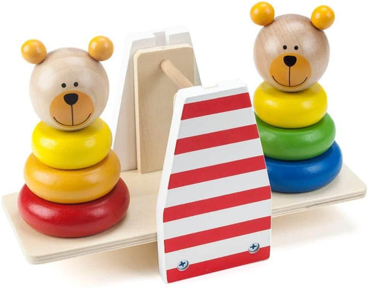 Wooden Wonders Balancing Bears Ring Stacker See-Saw - Cloud Nine Stores