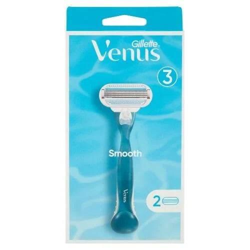 Gillette Venus Smooth Women's Shaver with 2 Razor Blades, 3 Blades with Protective Pad - Cloud Nine Stores