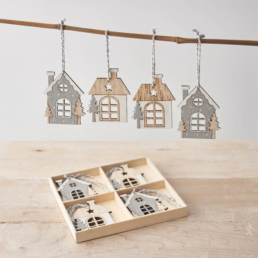 Festive Grey House Hangers, 8 Pack - Cloud Nine Stores
