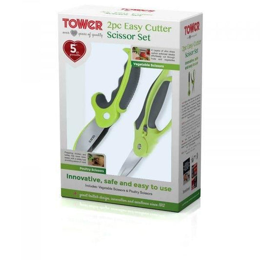 Tower T80444 Health Easy Cutter 2 Piece Scissor Set – Green Graphite - Cloud Nine Stores