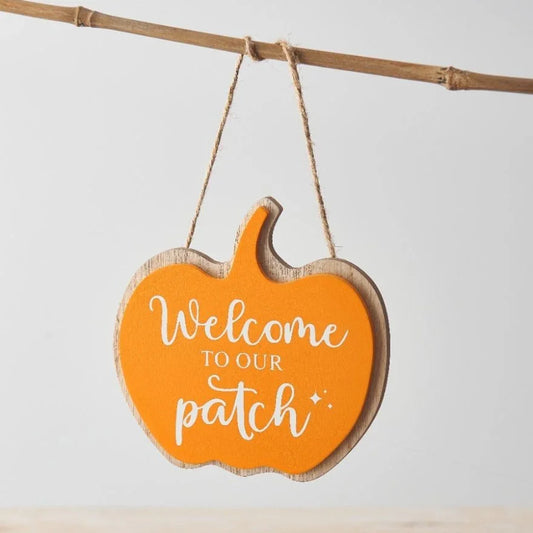 Orange Welcome to our patch Sign, 11cm - Cloud Nine Stores