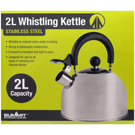 Summit 2L Stainless Steel Camping Whistling Kettle, Silver - Cloud Nine Stores