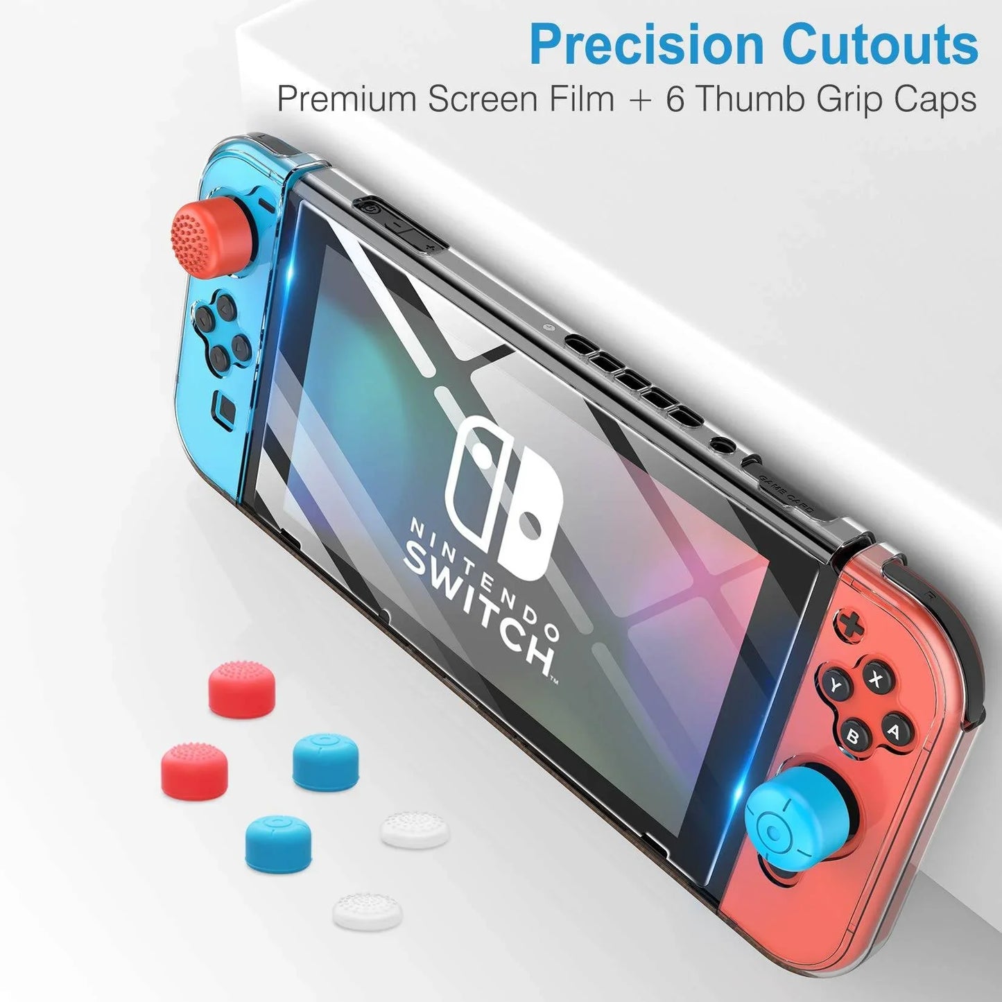 Nintendo Switch Clear Plastic Case With HD Switch Screen Protector and Thumb Grips Caps - Cloud Nine Stores