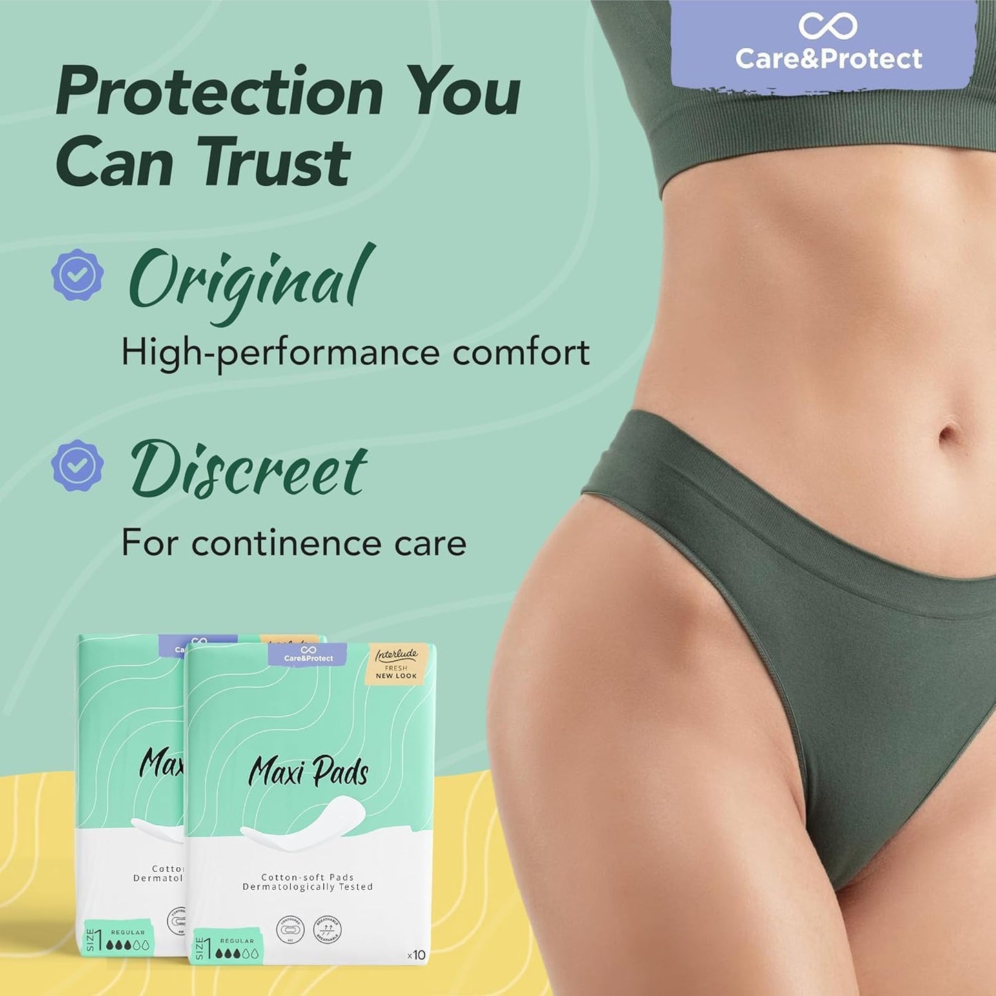 5 x INTERLUDE CARE & PROTECT MAXI DAY PADS SIZE 1 10 PACK Cloud Nine Stores