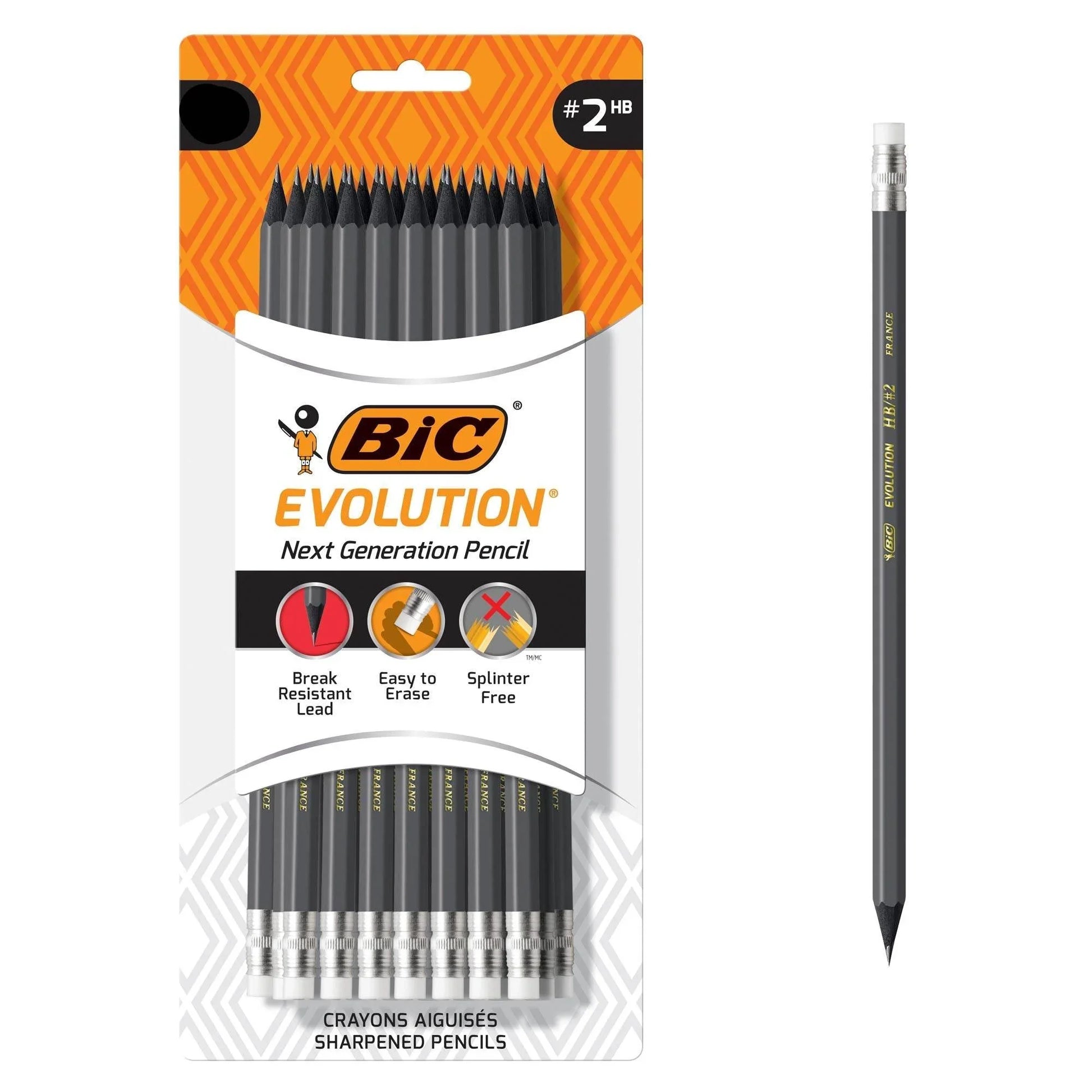 Bic Evolution Graphite Pencils HB (Eraser Tip) - Pack of 40 (HB/#2) - Cloud Nine Stores