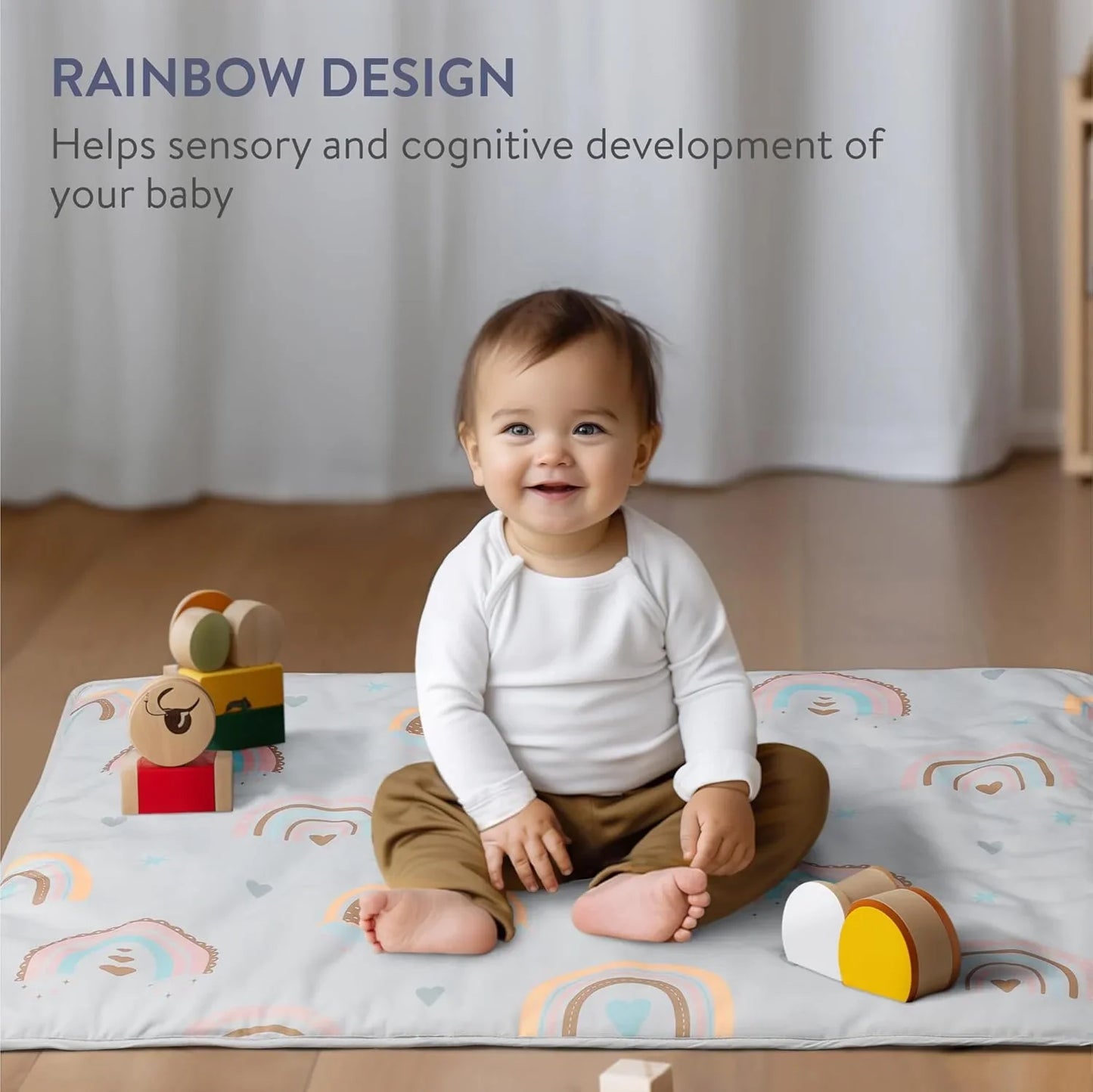 LUKA & LILY 100X100 FOLDABLE BABY PLAY MAT WHITE CLOUDS