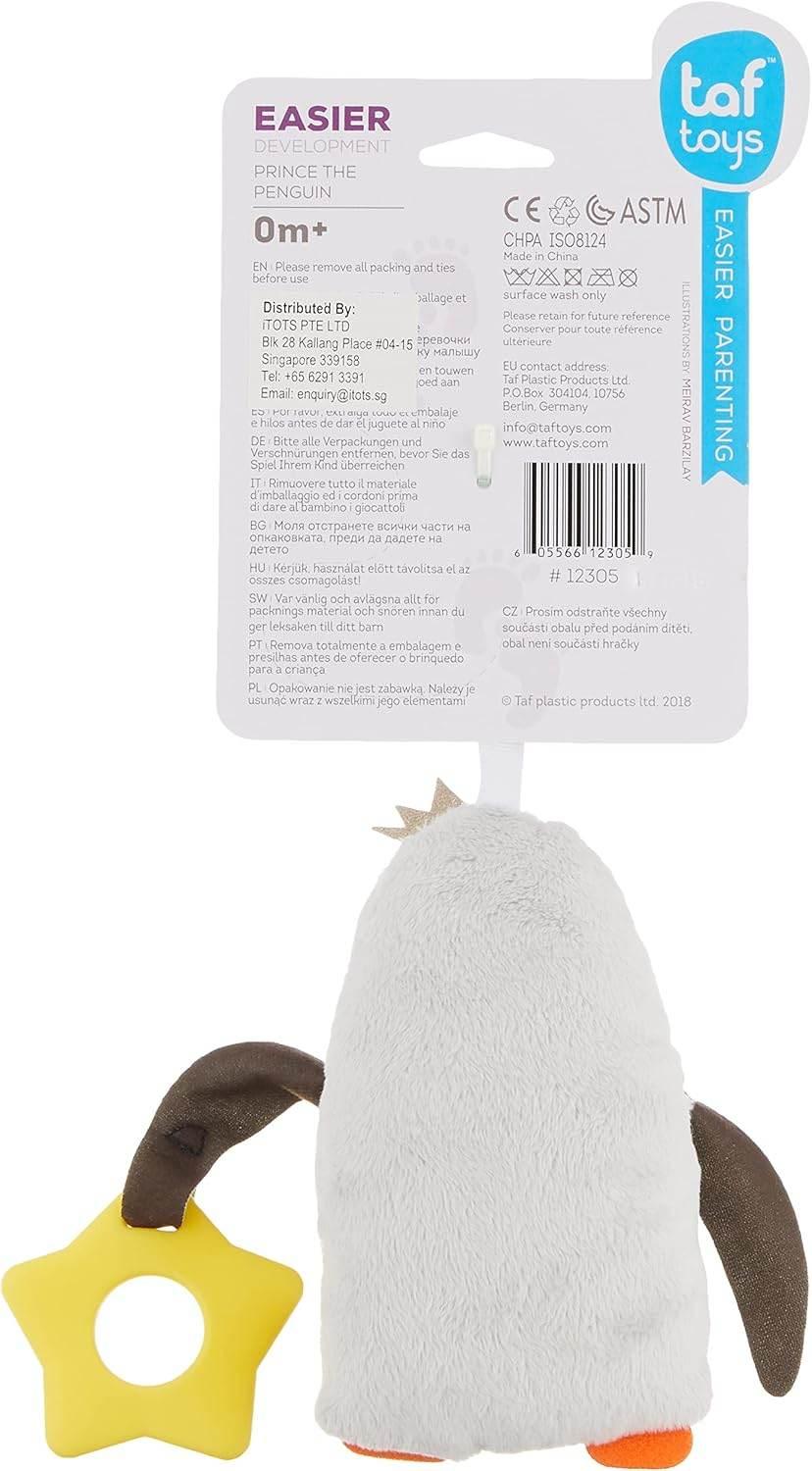 Taf Toys Prince the Penguin Plush Toy with Chew Teether & Soft Chime Bell - Cloud Nine Stores