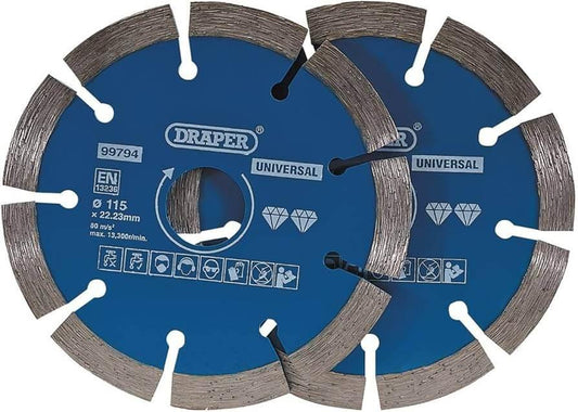 Draper 99794 Segmented Diamond Blade 115mm Pack of 2 - Cloud Nine Stores