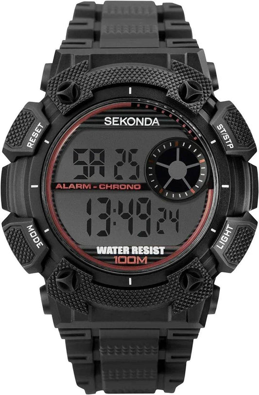Sekonda Mens Digital Black Rubber Strap Watch - Cloud Nine Stores