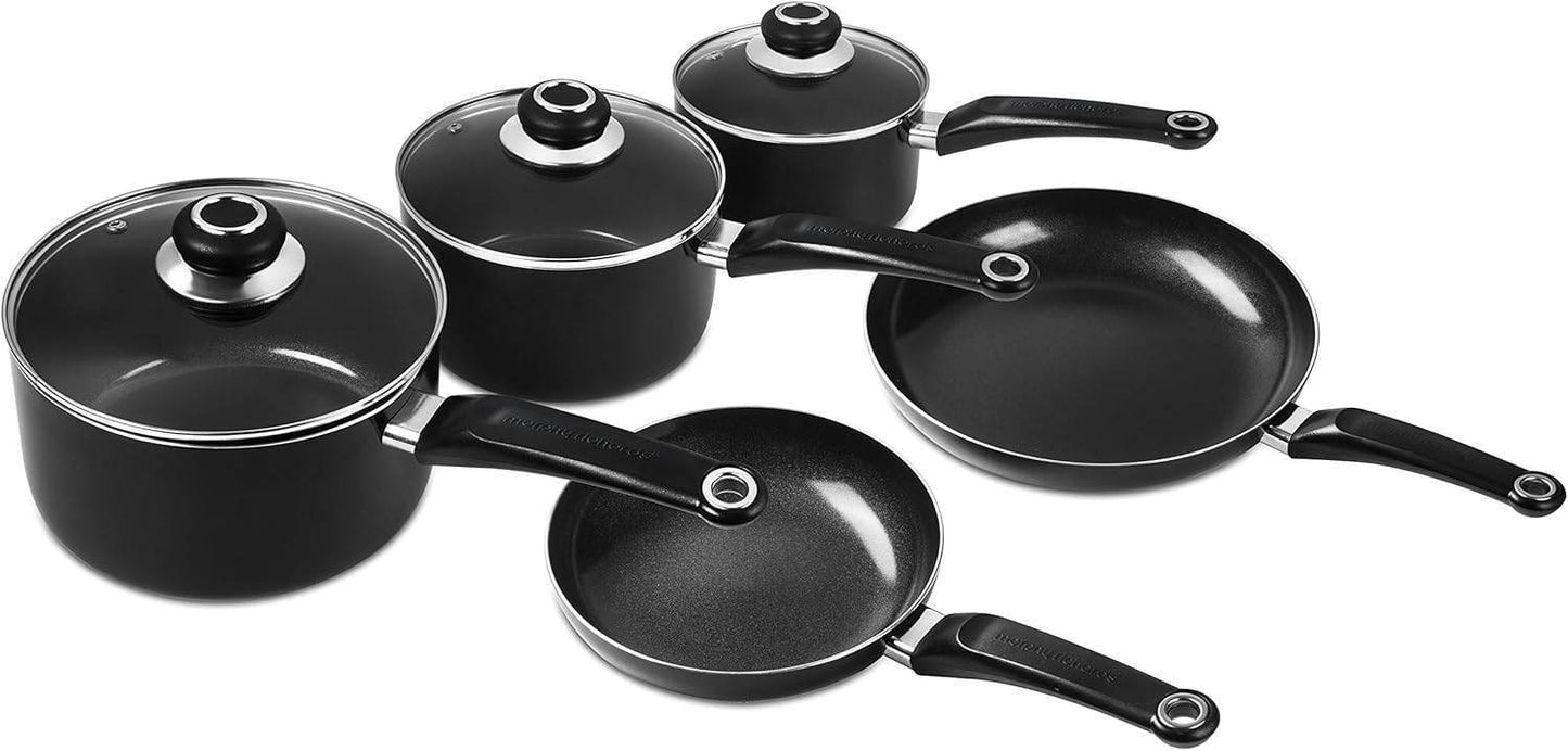 5pc Pan Set - Morphy Richards 970040 +9 Piece Tool Set Ceramic Non-Stick - Black - Cloud Nine Stores