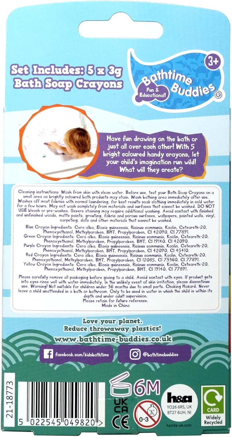 2 X BATHTIME BUDDIES SOAP CRAYONS 5 PACK - FREE DELIVERY Cloud Nine Stores