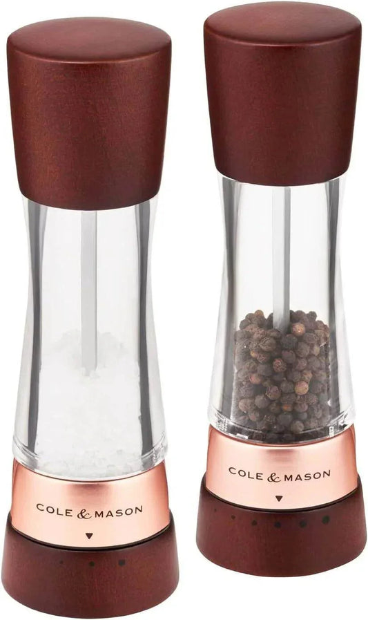 Cole & Mason Derwent Chestnut Rose Gold Salt and Pepper Mills, Gourmet Precision - Cloud Nine Stores