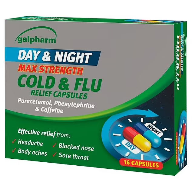 GALPHARM COLD & FLU DAY & NIGHT MAX STRENGTH CAPSULES 16'S Cloud Nine Stores