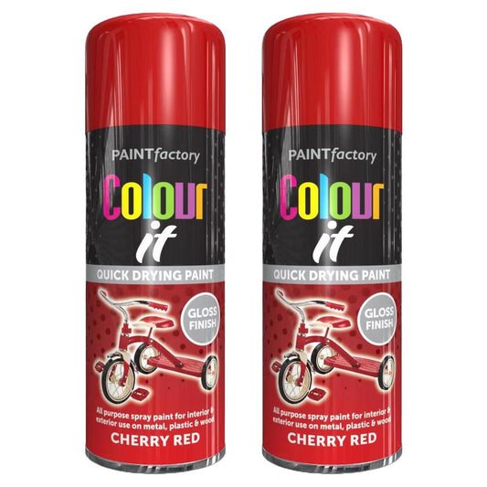 Cherry Red Gloss Spray Paint Aerosol Auto Car Lacquer Wood Metal 400ml