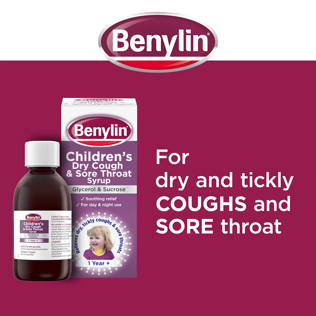 2 x BENYLIN CHILD 125ML DRY COUGH BLACKCURRANT Cloud Nine Stores