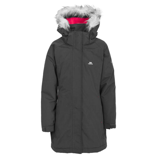 Trespass Fame Waterproof Parka Jacket - Black 7-8 Years