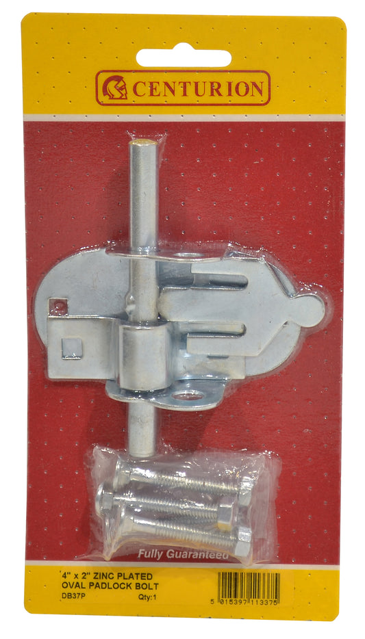 CENTURION  Oval Padlock Bolt, Zinc Plated