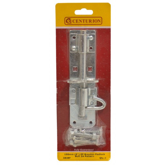 CENTURION 150mm (6") ZP Brenton Padlock Bolt 2A Pattern Cloud Nine Stores