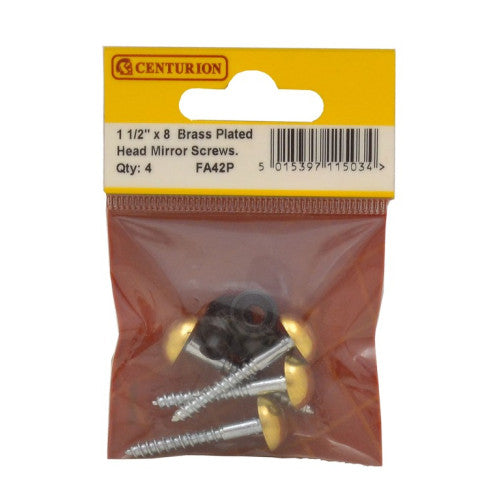 Dome Mirror Screws 38mm x 8 EB Plated Pk of 4