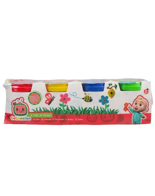 COCOMELON 4X112G DOUGH TUBS (BLUE, RED, GREEN, YELLOW)