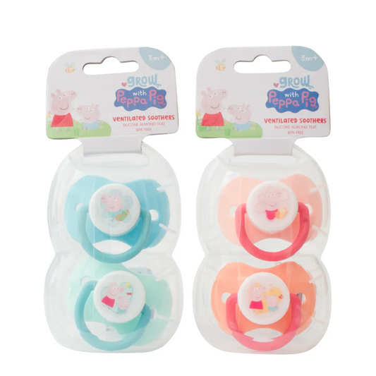 PEPPA PIG GROW WITH PEPPA SOOTHERS WITH STERILISER CASE ASSORTED COLOURS 2 PACK