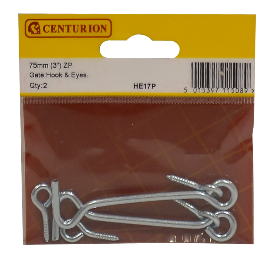 CENTURION 75mm (3") ZP Gate Hook & Eyes (Pack of 2)