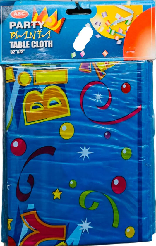 Party Mania Blue Birthday Table Cloth 52'' x 72'' - Cloud Nine Stores