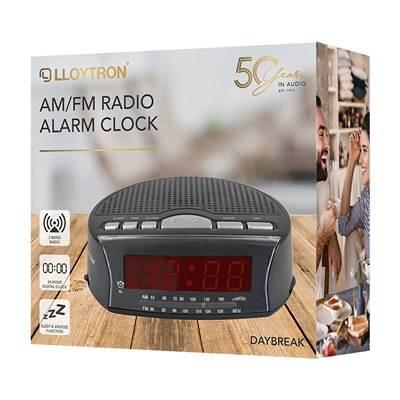 LLOYTRON J2006BK Daybreak AM-FM Clock Radio Black - Cloud Nine Stores
